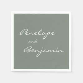 Minimalistische Dusty Sage Green Script Weddenscha Servet