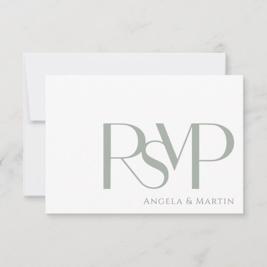 Minimalistische Dusty Sage RSVP Card (Voorkant)