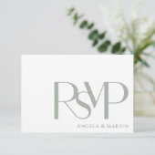 Minimalistische Dusty Sage RSVP Card Kaartje (Staand voorkant)