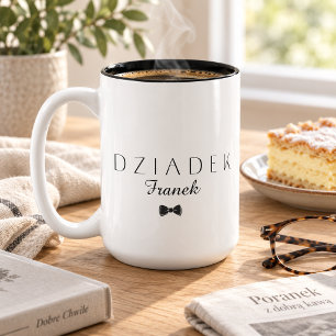Minimalistische Dziadek [Naam] Tweekleurige Koffiemok