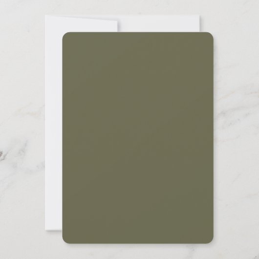 Minimalistische Earth Tone Boho Olive Green Weddin Kaart (Achterkant)