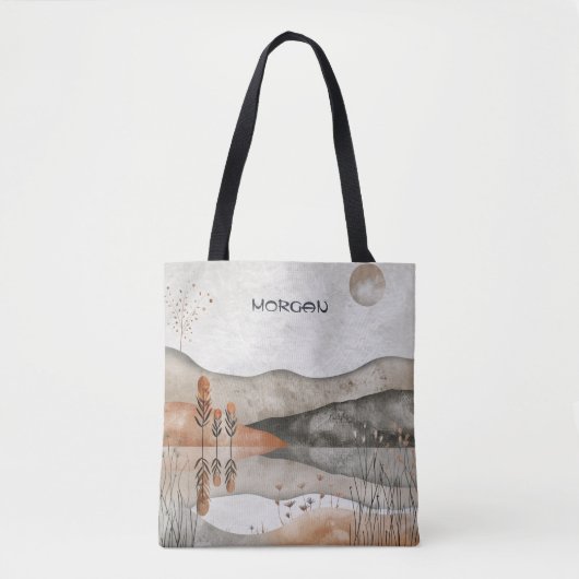 minimalistische Earth-Tone Landscape Canvas tas (Voorkant)