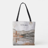 minimalistische Earth-Tone Landscape Canvas tas (Achterkant)