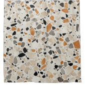 Minimalistische Earth-tone Terrazzo textuur Douchegordijn (Voorkant)