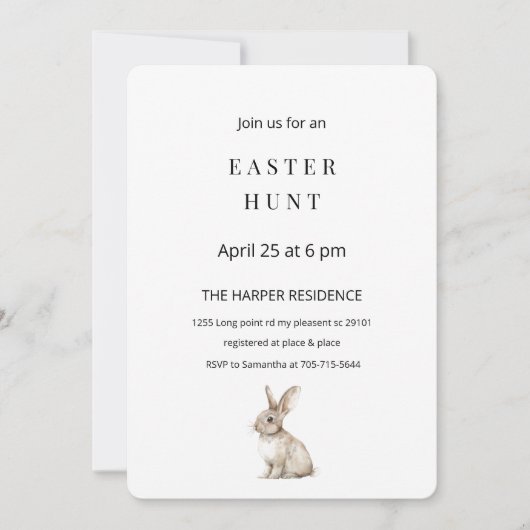 Minimalistische Easter Egg Hunt Uitnodiging – Eleg (Voorkant)