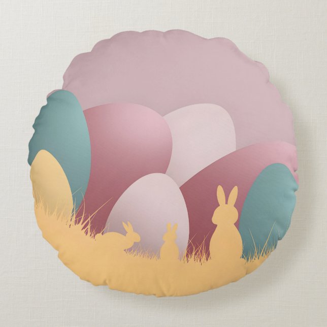 Minimalistische Easter Elegance Rond Kussen (Voorkant)