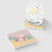 Minimalistische Easter Elegance Stenen Onderzetter (Zijkant)