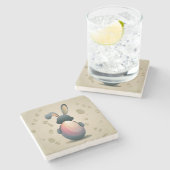 Minimalistische Easter Elegance Stenen Onderzetter (Zijkant)