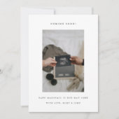 Minimalistische echografie Foto Nieuwe Baby Zwange Aankondiging (Voorkant)