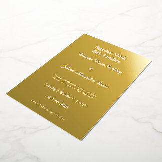 Minimalistische echte goud folie elegante trouw  uitnodiging