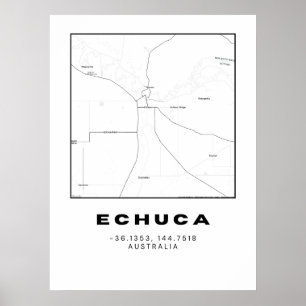Minimalistische Echuca-kaart met coördinaten   Zwa Poster