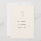 Minimalistische Ecru Bloem Lijn Kunst Elegante Tro Save The Date (Voorkant)