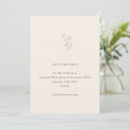 Minimalistische Ecru Bloem Lijn Kunst Elegante Tro Save The Date