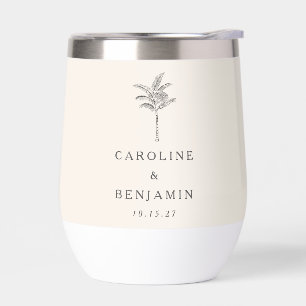 Minimalistische Ecru Palm Tree lijn Art Custom Bru