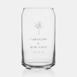 Minimalistische Ecru Palm Tree lijn Art Custom Bru Blikvorm Glas