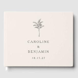 Minimalistische Ecru Palm Tree lijn Art Custom Bru Gastenboek