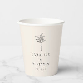 Minimalistische Ecru Palm Tree lijn Art Custom Bru Papieren Bekers