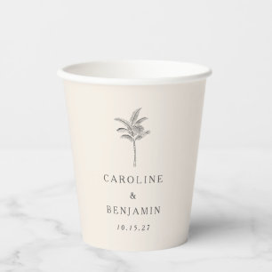 Minimalistische Ecru Palm Tree lijn Art Custom Bru Papieren Bekers