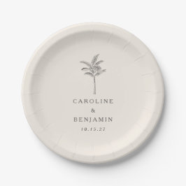 Minimalistische Ecru Palm Tree lijn Art Custom Bru Papieren Bordje