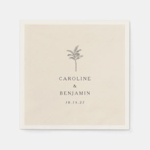 Minimalistische Ecru Palm Tree lijn Art Custom Bru Servet
