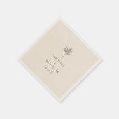 Minimalistische Ecru Palm Tree lijn Art Custom Bru Servet (Hoek)