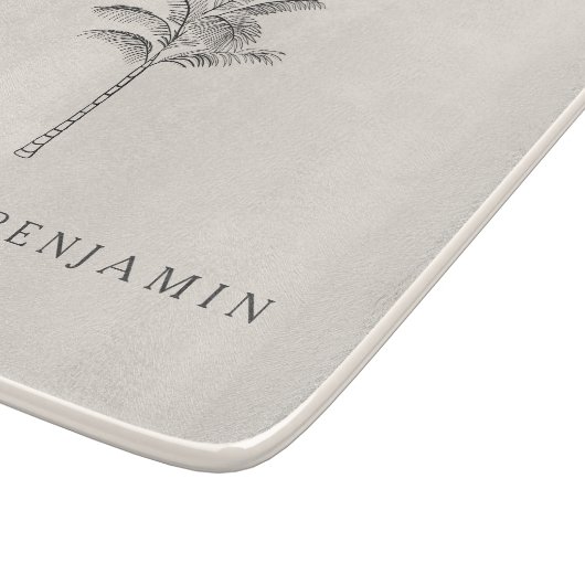 Minimalistische Ecru Palm Tree lijn Art Custom Bru Snijplank (Hoek)