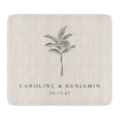 Minimalistische Ecru Palm Tree lijn Art Custom Bru Snijplank (Voorkant)