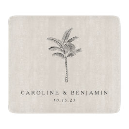 Minimalistische Ecru Palm Tree lijn Art Custom Bru Snijplank