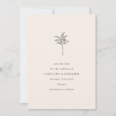 Minimalistische Ecru Palmboom Lijn Kunst Elegante  Save The Date (Voorkant)