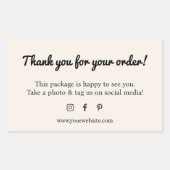 Minimalistische Ecru Wit Zwart Bedankt Shop Rechthoekige Sticker (Voorkant)