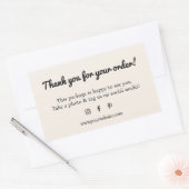 Minimalistische Ecru Wit Zwart Bedankt Shop Rechthoekige Sticker (Envelop)