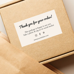 Minimalistische Ecru Wit Zwart Bedankt Shop Rechthoekige Sticker