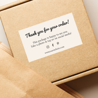 Minimalistische Ecru Wit Zwart Bedankt Shop Rechthoekige Sticker