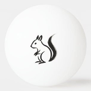 Minimalistische eekhoorn – Inktborstel op dier Pingpongbal