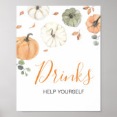 Minimalistische een beetje pompoen Baby shower Dri Poster (Voorkant)