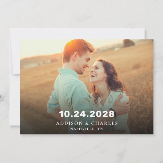 Minimalistische één foto | De datumbekendmaking op Kaart (Voorkant)