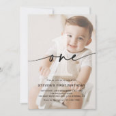 Minimalistische Eén Foto Eerste Verjaardag Kaart (Voorkant)
