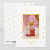 Minimalistische één foto gouden gele stippen  feestdagenkaart (Voorkant / Achterkant)