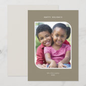 Minimalistische een foto kerstkaart | Olijfbruin (Voorkant / Achterkant)