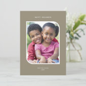 Minimalistische een foto kerstkaart | Olijfbruin (Staand voorkant)