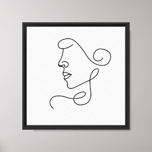 Minimalistische Eén Lijn Vrouw Gezichts Kunst Mo Canvas Afdruk