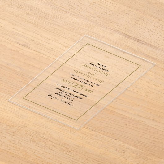 Minimalistische Eenvoudig Goud Duidelijke Transpar Acryl Uitnodigingen (Laagn)