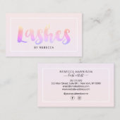 Minimalistische eenvoudig roze regenboog wimpers t visitekaartje (Voorkant / Achterkant)