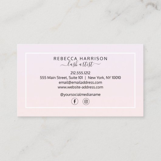 Minimalistische eenvoudig roze regenboog wimpers t visitekaartje (Achterkant)