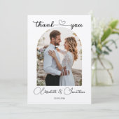 Minimalistische Eenvoudig Script Hart Foto Boog We Bedankkaart (Staand voorkant)