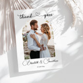 Minimalistische Eenvoudig Script Hart Foto Boog We Bedankkaart