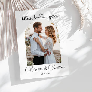 Minimalistische Eenvoudig Script Hart Foto Boog We Bedankkaart