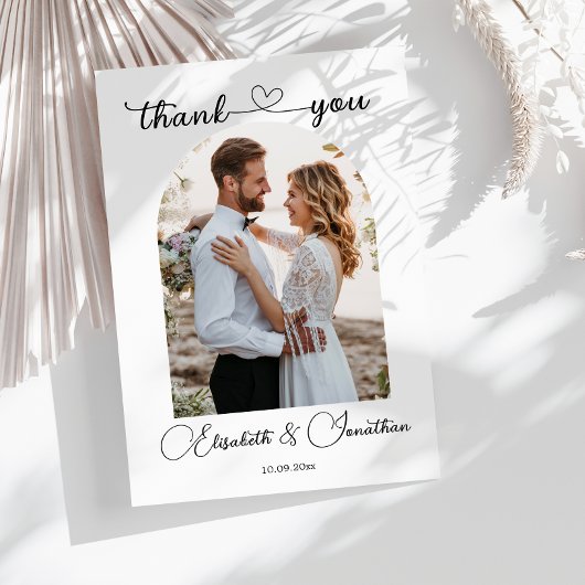 Minimalistische Eenvoudig Script Hart Foto Boog We Bedankkaart