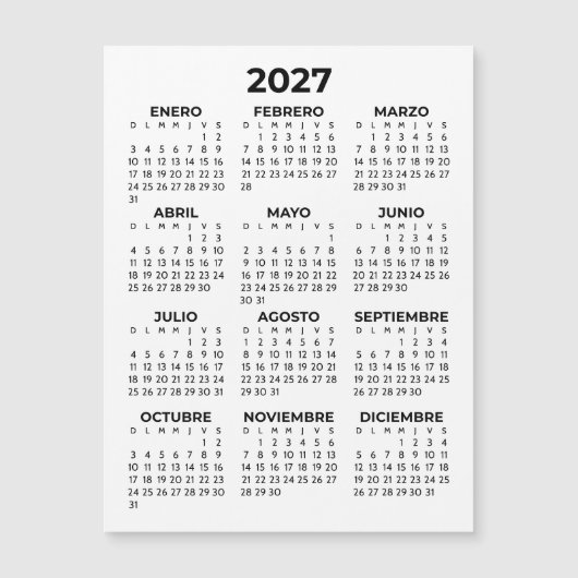 Minimalistische Eenvoudige 2027 Magnetische Spaans (Voorkant)