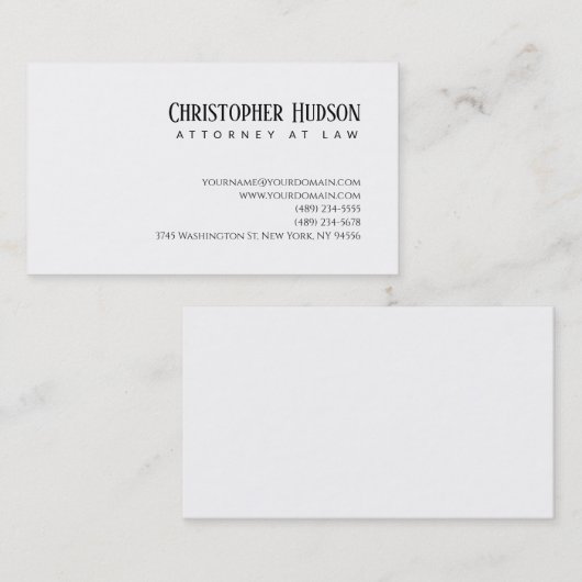 Minimalistische eenvoudige advocaat bij de wet visitekaartje (Voorkant / Achterkant)